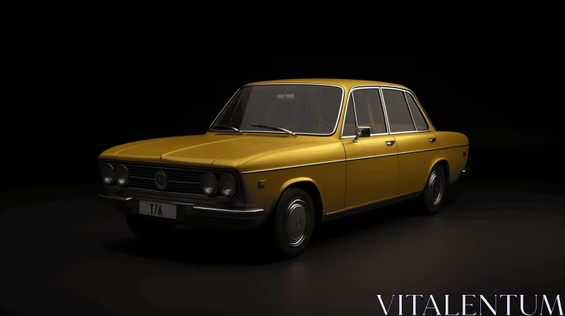 Vintage Gold Car | Realistic Rendering | Vray Tracing AI Image