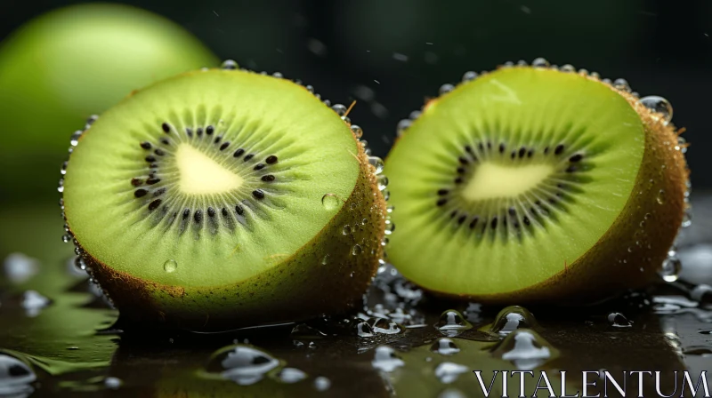 Captivating Image of Sliced Kiwi Fruit with Dramatic Lighting AI Image