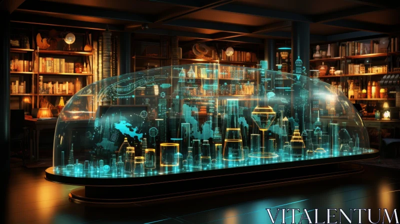 AI ART Futuristic Cityscape in Glass Dome
