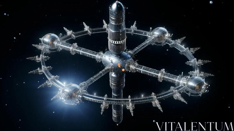 Futuristic Space Station - 3D Rendering AI Image