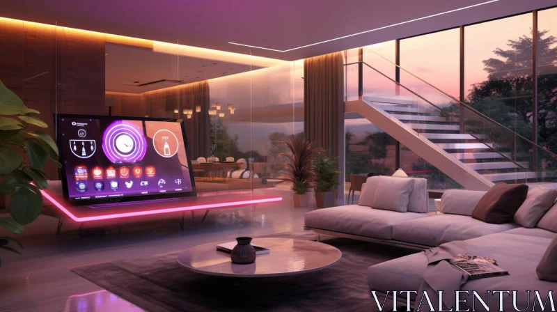 Modern Living Room with Minimalist Decor AI Image