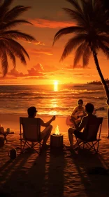 Beach Sunset Relaxation Scene