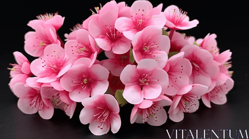 Luminous Cherry Blossom Craft - Pink Flowers on Dark Surface AI Image