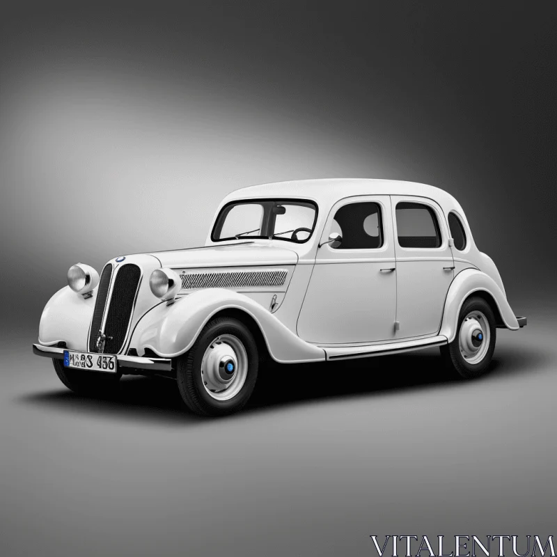 Vintage Car on Gray Background | Viennese Secession Style AI Image