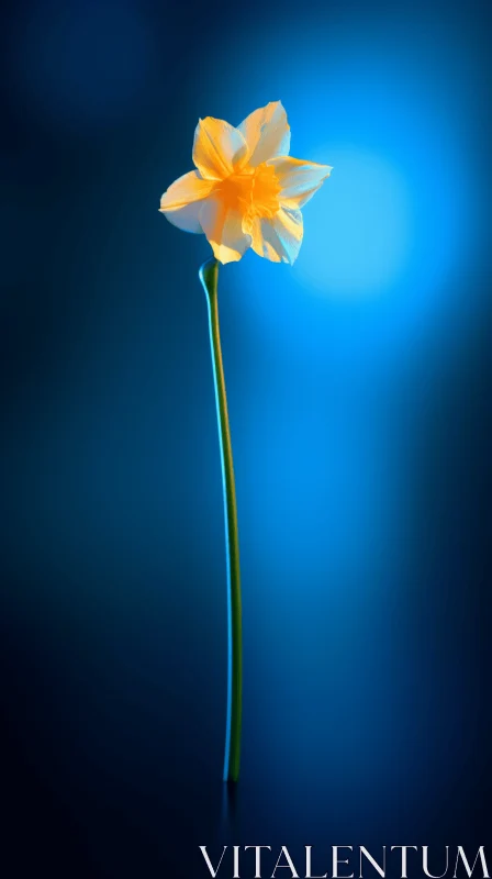 Graceful Yellow Flower Backlit in Surrealistic Style AI Image
