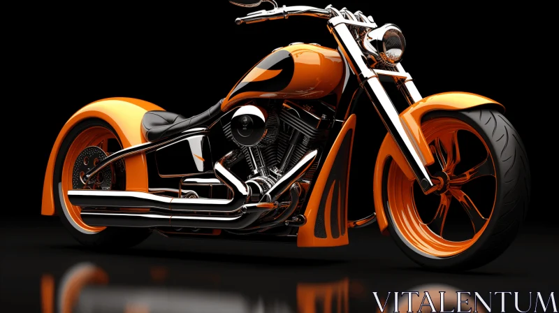 Orange Motorcycle on Dark Background | Curvaceous Simplicity AI Image