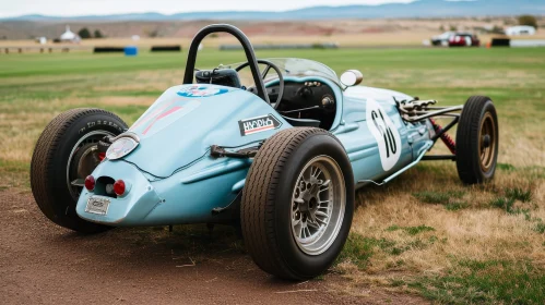 Vintage Race Car on Green Field