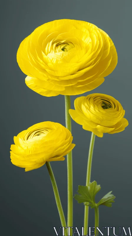 Yellow Flowers Collection: Focus Stacking, Vray Tracing, and Monochromatic Harmony AI Image
