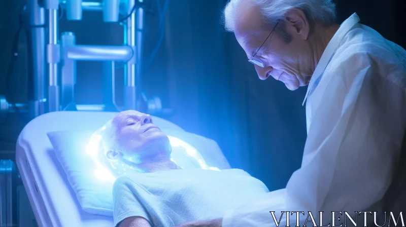 Medical Scene: Doctor Examining Patient in Hospital Bed AI Image