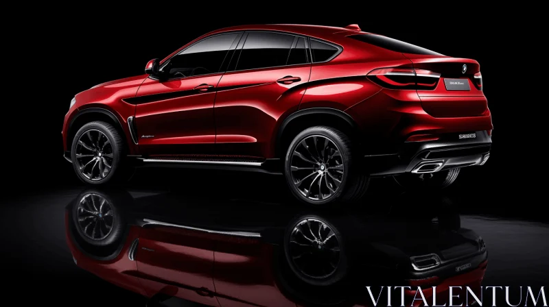 Captivating Red BMW X6: Meticulous Craftsmanship and Dark Reflections AI Image