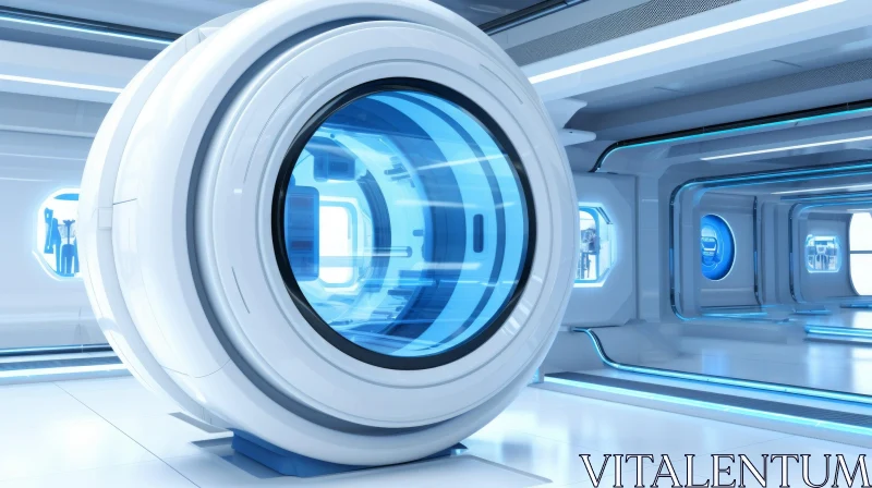 Futuristic Hospital Room with Medical Machine AI Image