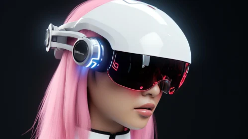 Futuristic VR Portrait of Young Woman