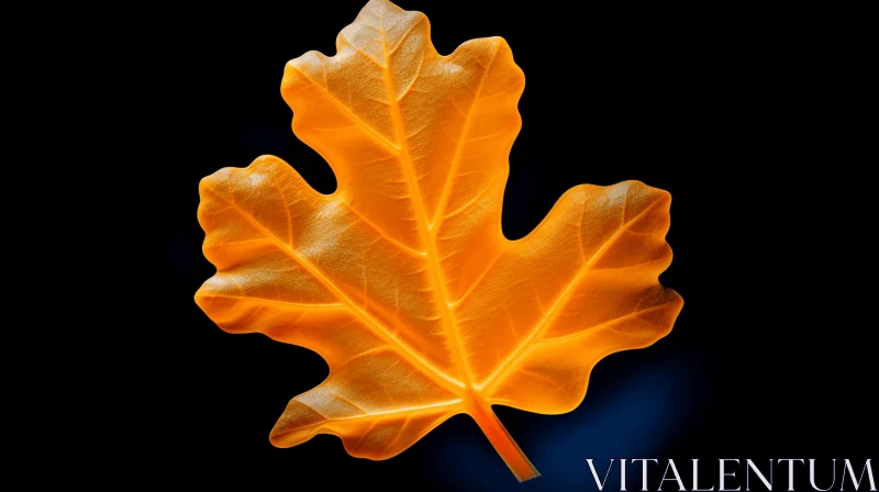 AI ART Glowing Orange Leaf Against Black Background: An Art of Detail and Light