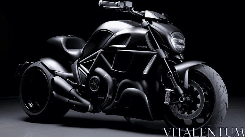 Sleek Black Motorcycle Wallpaper - Realistic Black and White Image AI Image