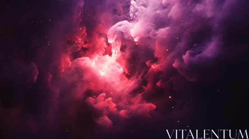 Beautiful Nebula in Pink and Purple AI Image