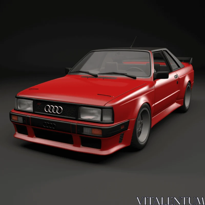 Red Audi Coupe Car - Hyper-Detailed 3D Model from the 1980s AI Image