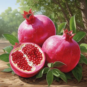 Vibrant Pomegranate Paintings - Captivating Nature and Intricate Details