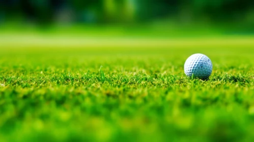 Close-up Golf Ball on Green Fairway