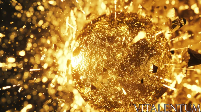 Golden Sphere Explosion - Abstract 3D Render AI Image