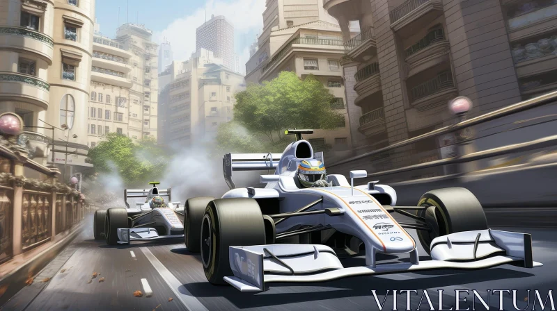 Intense Formula 1 City Race Scene AI Image