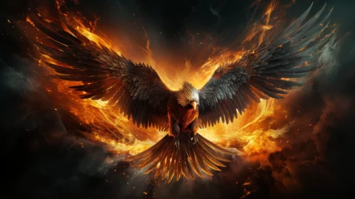 Majestic Phoenix Rising from Ashes - Symbol of Renewal