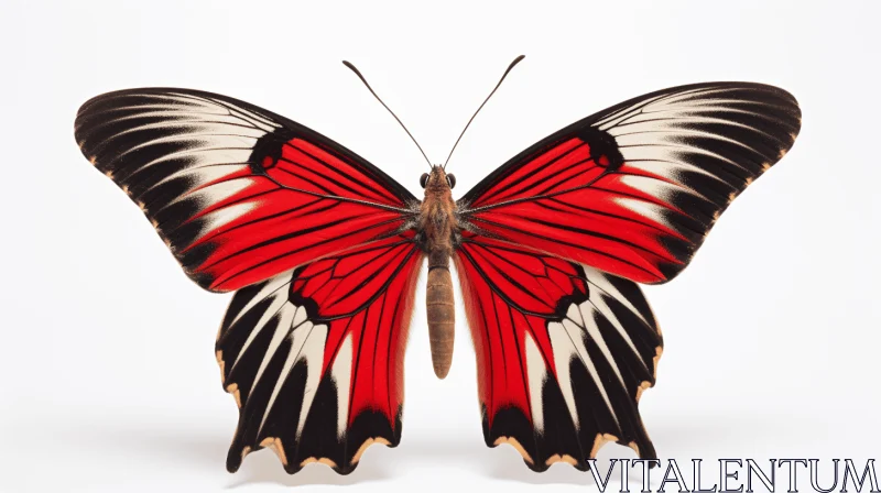 Lifelike and Colorized Representation of a Red and Black Butterfly AI Image
