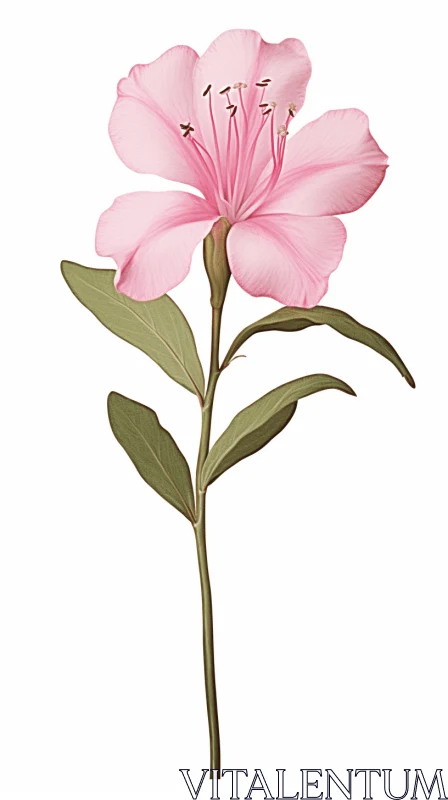 Pink Flower Illustration in Absinthe Culture Style AI Image