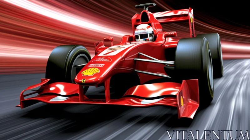 Red Formula 1 Race Car in Motion | Dynamic Racing Image AI Image