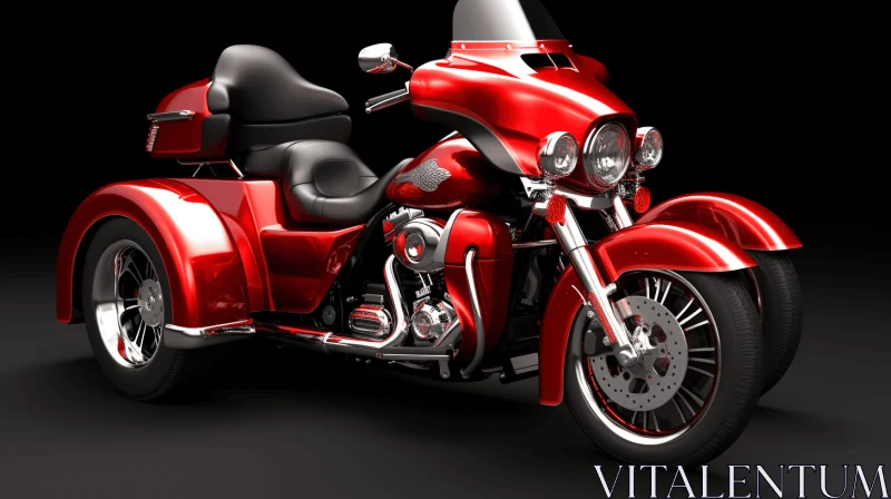 Red Motorcycle on Black Background - Realistic and Hyper-Detailed Rendering AI Image