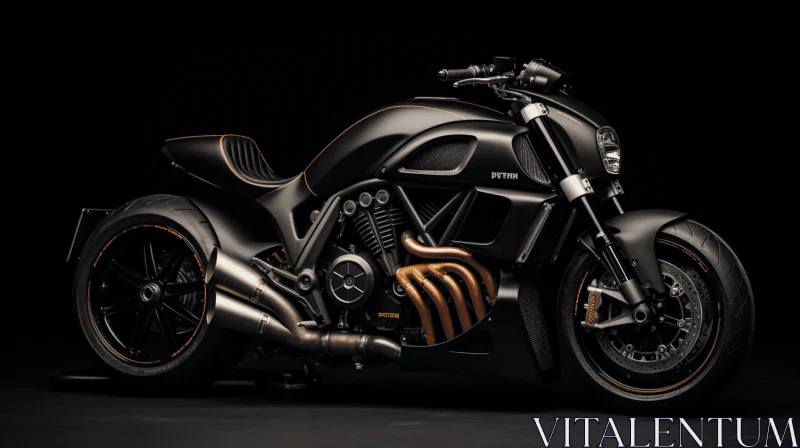 Sleek and Mysterious Black and Orange Motorcycle | 8K Resolution AI Image