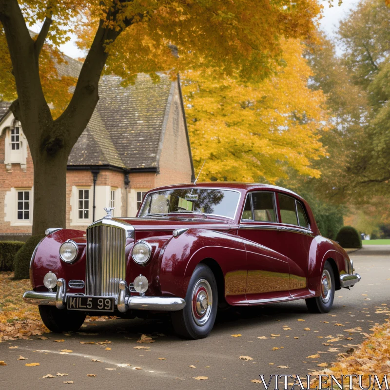 Burgundy Car - Exacting Precision and Golden Age Glamour AI Image
