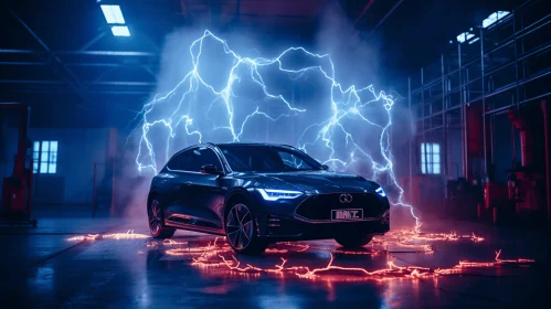 Captivating Sedan with Lightning | Industrial Light and Magic-inspired