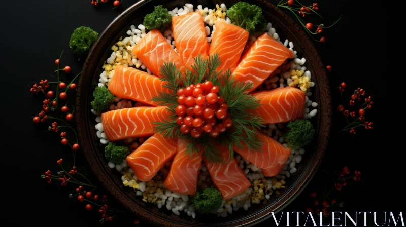 AI ART Delicious Salmon Sashimi with Rice and Dill