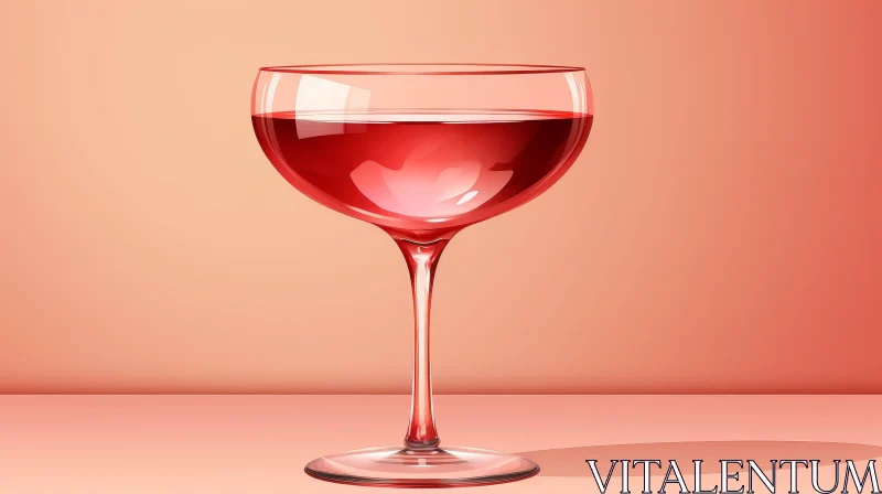 Elegant 3D Wine Glass Rendering on Peach Background AI Image