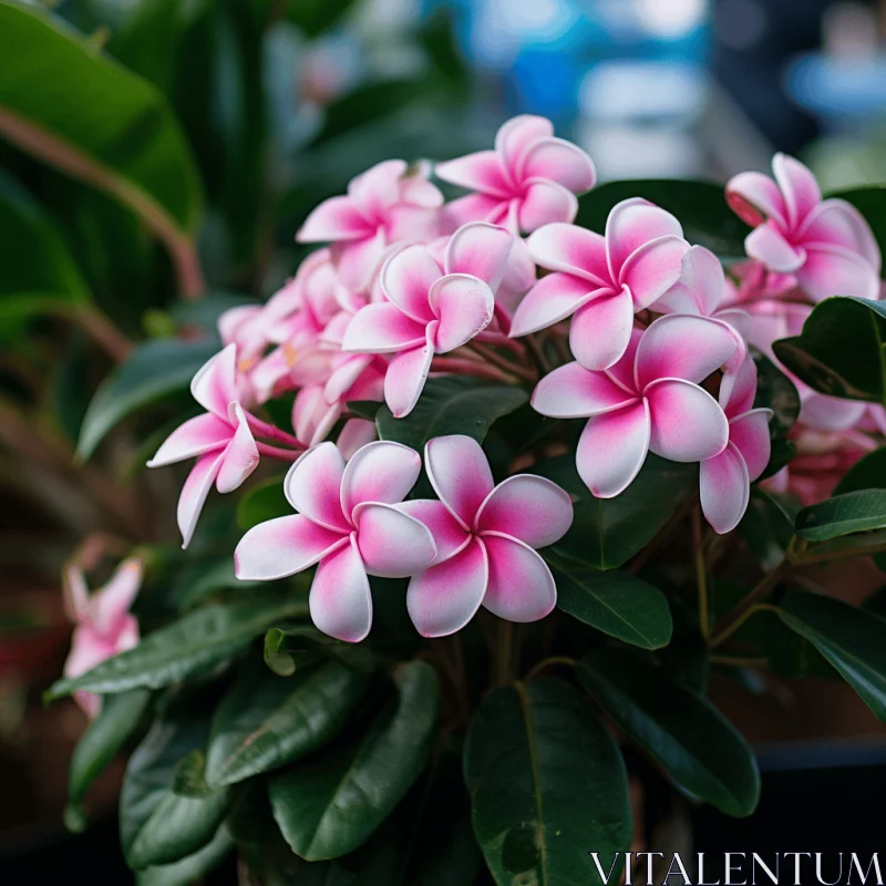 Exotic Pink Flower in Pot - Traditional Tongan Artistry AI Image