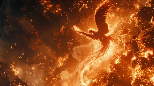 Majestic Phoenix Rising from the Ashes