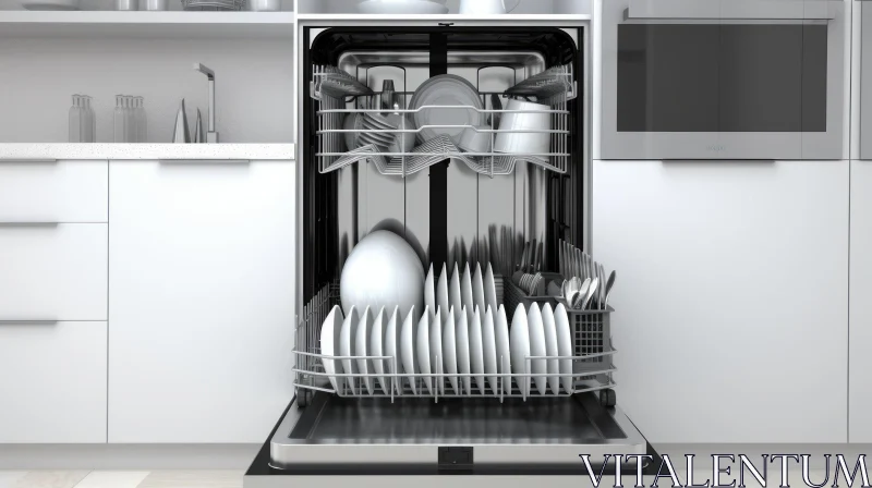 AI ART Modern Kitchen with Built-In Dishwasher