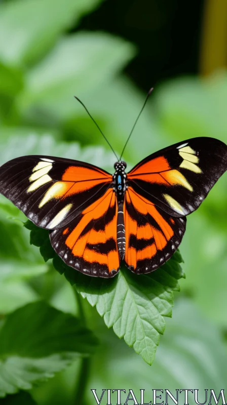 Monarch Butterfly on a Leaf: A Celebration of Nature's Vivid Colors AI Image
