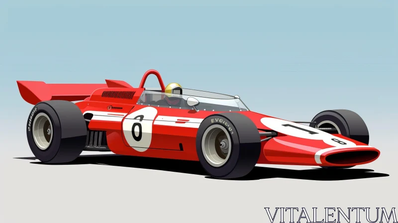 Vintage Formula 1 Car Racing Illustration AI Image