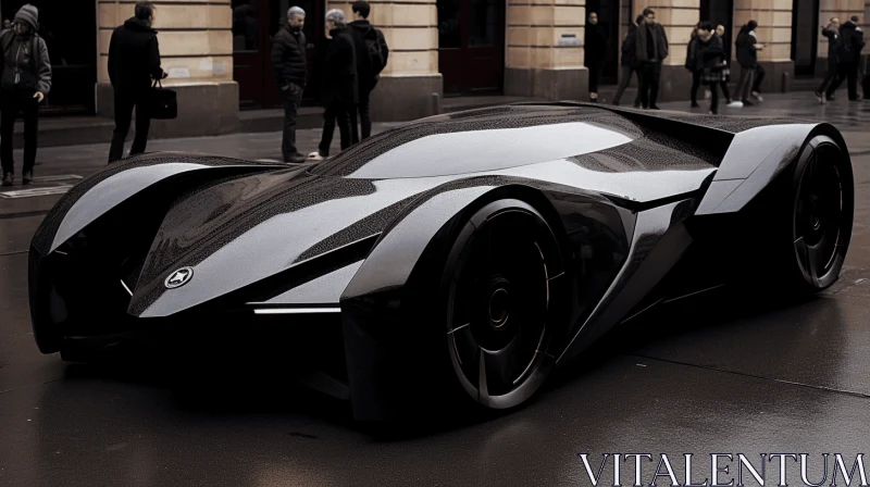 Captivating Futuristic Black Car: Luxury Geometry and Ethereal Realism AI Image
