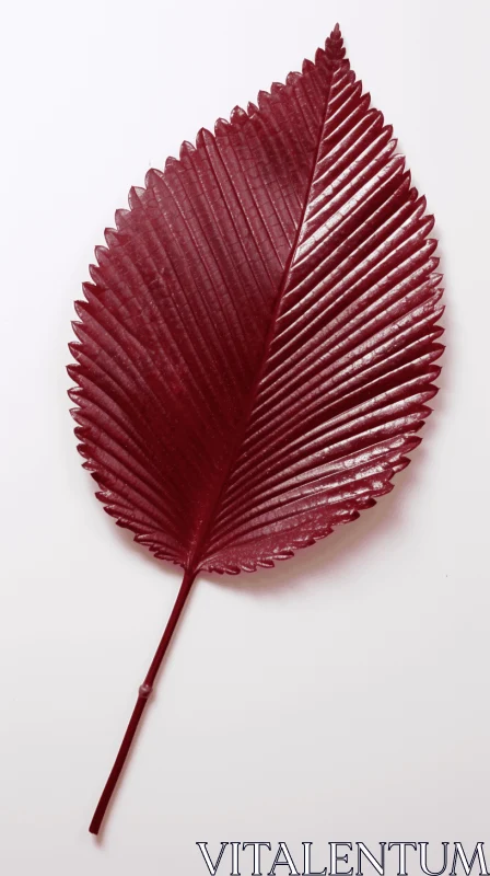 Detailed Red Leaf on a White Background AI Image