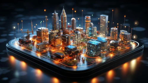 Futuristic Cityscape - Technological Marvel at Night
