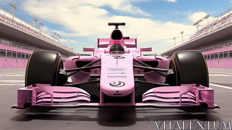Pink Formula 1 Racing Car on Race Track AI Image