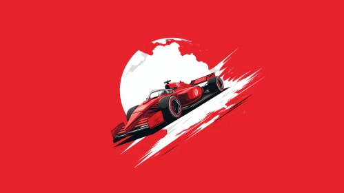 Red Formula 1 Race Car Vector Illustration