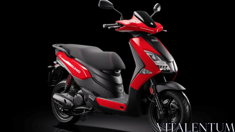 Vibrant Red and Black Scooter on a Sleek Black Background AI Image