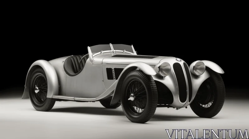 Vintage Race Car: Silver and Black Color | Bauhaus Influence AI Image