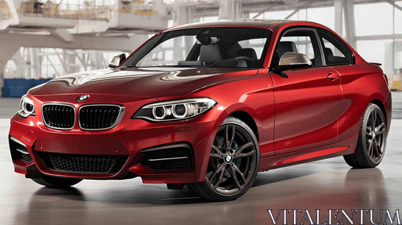 Captivating Red BMW M240i Car in Industrial Garage | Hyperrealism Art AI Image