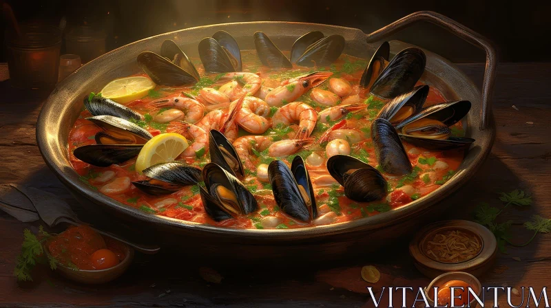 Delicious Spanish Paella with Seafood | Traditional Rice Dish AI Image