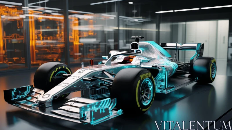Sleek Formula 1 Racing Car in Futuristic Setting AI Image