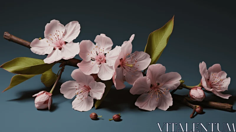 3D Cherry Flowers with Photorealistic Detailing and Moody Colors AI Image